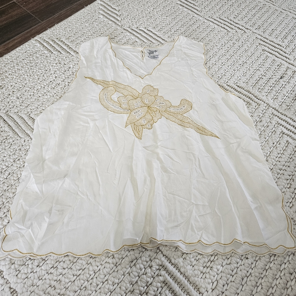VINTAGE MIDNIGHT VELVET TOP EYELET SZ 2X